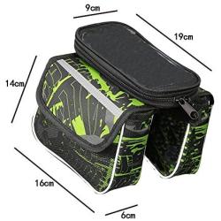 Bicycle bag Mobile Phone Bag Mountain Bike Double Bag Saddle Bag Tube Bag Front Beam Bag Bicycle Accessories Bag Riding Equipment (Color : Green)