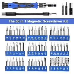 Hautton Precision Screwdriver Set, 60 in 1 with 56 bits Magnetic Screwdriver Kit, Stainless Steel Professional Repair Tools Kit for Phone, Laptop, PC, Camera, Game Console, Glasses, and More –Blue