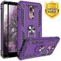 TJS Phone Case for LG Stylo 5/Stylo 5 Plus/Stylo 5V/Stylo 5X, with [Full Coverage Tempered Glass Screen Protector][Impact Resistant][Defender][Metal Ring][Magnetic Support] Heavy Duty Armor (Purple)