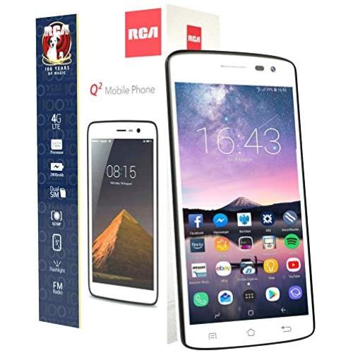 RCA Q2 Android 9.0 Pie, 5.0" HD, 4G LTE, 16GB, 8MP 5MP Dual Camera, Dual Sim, Unlocked Smartphone (White)