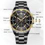 Mens Watches Chronograph Stainless Steel Waterproof Date Analog Quartz Fashion Business Wrist Watches for Men