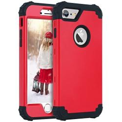 iPhone 6S Case, iPhone 6 Case, BENTOBEN 3 in 1 Hybrid Hard PC Soft Rubber Heavy Duty Rugged Bumper Shockproof Anti Slip Full-Body Protective Phone Case for 4.7 Inch Apple iPhone 6S/6, Black/Red