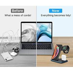 Intoval Wireless Charger,3 in 1 Wireless Charging Station for Apple Watch/Airpods,Qi Certified Wireless Charging Stand for iPhone 11/11 Pro/XS Max/XS XR All Qi-Enabled Phones.(with AC Adapter)