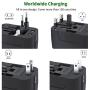 LKY DIGITAL Travel Adapter, Worldwide All in One Universal Power Adapter AC Plug International Wall Charger with Dual USB Charging Ports for US EU UK AUS Europe Cell Phone (Black)