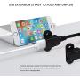 USB 2.0 Male to Dual Female Charging Extension Cable, Furniture nightstand USB Charging Port, Panel Mount Cable with Screw Hole 5ft (2 pcs and Adapter)