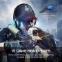 Gaming Headset with Mic, Headphones Stereo Over Ear Bass 3.5mm Microphone Noise Canceling 7 LED Light Soft Memory Earmuffs(Free Adapter)