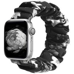 MITERV Compatible with Apple Watch Band 38mm 40mm 42mm 44mm Soft Floral Fabric Elastic Scrunchies iWatch Bands for Apple Watch Series 5,4,3,2,1