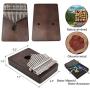 17 Keys Kalimba Thumb Piano with Study Instruction and Tune Hammer, Portable Mbira Sanza Okoume Wood Body, Gift for Kids Adult Beginners Professional