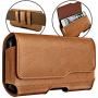 DeBin Galaxy S10+ Plus S8+ Plus S9+ Plus Belt Case, Leather Cellphone Belt Holster Case with Belt Clip Phone Pouch Cover w/Belt Loops for Samsung S10+ S8+ S9+ (Fits Cell Phone with Slim Case On) Brown