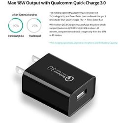 [3-Pack] Quick Charge 3.0, FONKEN 18W 3A USB Wall Charger QC 2.0/3.0 Adapter Fast Charger Block Compatible for Samsung S10/S9/S8/Note 8/7, LG G5, Nexus 9,HTC 10, iPhone, iPad, Wireless Charger (Black)