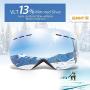 Qinner OTG Ski Goggles-Anti Fog UV Protection Snowboard Goggles with Free Ski Mask-Helmet Compatible Dual Lens Snow Goggles for Men Women Youth