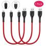 Short 1Ft iPhone Charging Cable, 3 Pack 1 Feet Lightning Cable Certified Nylon Braided Fast Charger Cord Compatible with iPhone XR X 8 7 6S 6 Plus iPad 2 3 4 Mini, iPad Pro Air, iPod (Red)