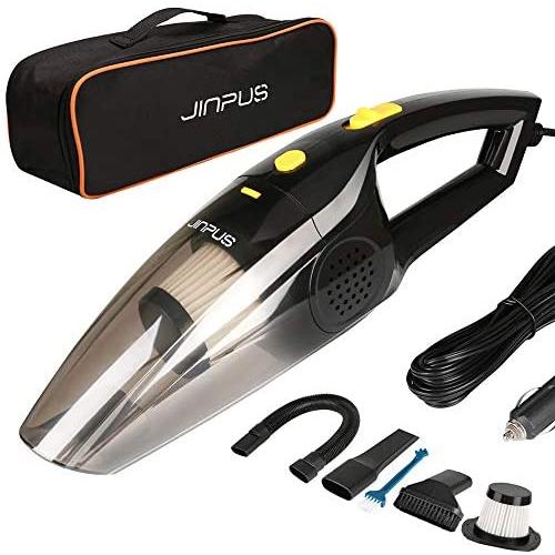 Car Vacuum, JINPUS High Power DC 12V 5000PA Stronger Suction Car Vacuum Cleaner, Wet/Dry Portable Handheld Car Vacuum Cleaner with 16.4Ft Power Cord (Transparent)