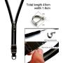 FORCEHOLD Leather Zipper Steel Detachable Push Button Buckle Car Key Lanyard,ID Card Holder Neck Straps,Phone Holder Straps Necklace,Mobile Phone Anti-Lost Anti-Theft Rope Straps (Black)