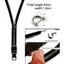 FORCEHOLD Leather Zipper Steel Detachable Push Button Buckle Car Key Lanyard,ID Card Holder Neck Straps,Phone Holder Straps Necklace,Mobile Phone Anti-Lost Anti-Theft Rope Straps (Black)