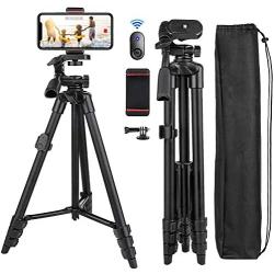 Cell Phone Tripod Nagnahz 55inch Selfie Stick Tripod with Bluetooth Remote 360 Panorama Pan Head Travel Portable Tripod Stand for Mobile Phones iPhone Xs/Xr/Xs Max/X/8/Galaxy Note 9 Aluminum Black