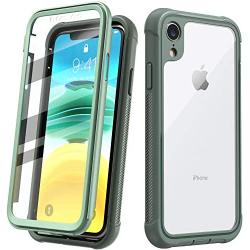 Justcool Designed for iPhone XR Case, Clear Full Body Heavy Duty Protection with Built-in Screen Protector Shockproof Rugged Cover Designed for iPhone XR Cases (2018) 6.1 Inch (Green)