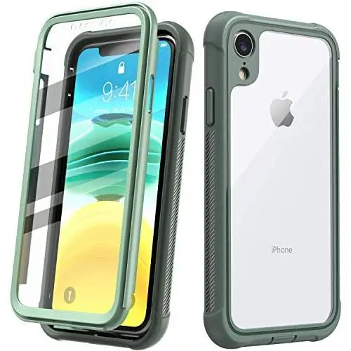 Justcool Designed for iPhone XR Case, Clear Full Body Heavy Duty Protection with Built-in Screen Protector Shockproof Rugged Cover Designed for iPhone XR Cases (2018) 6.1 Inch (Green) Justcool Designed for iPhone XR Case, Clear Full Body Heavy Duty Protection with Built-in Screen Protector Shockproof Rugged Cover Designed for iPhone XR Cases (2018) 6.1 Inch (Green)