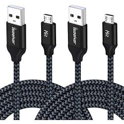 iSeekerKit USB Cable 15ft Extra Long Braided Micro USB Charging Cords [2Pack] Compatible for Android/Windows/PS4 Controller/Samsung Galaxy s7 s6 Plus and More(Black)