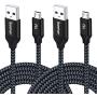 iSeekerKit USB Cable 15ft Extra Long Braided Micro USB Charging Cords [2Pack] Compatible for Android/Windows/PS4 Controller/Samsung Galaxy s7 s6 Plus and More(Black)