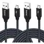 iSeekerKit USB Cable 15ft Extra Long Braided Micro USB Charging Cords [2Pack] Compatible for Android/Windows/PS4 Controller/Samsung Galaxy s7 s6 Plus and More(Black)