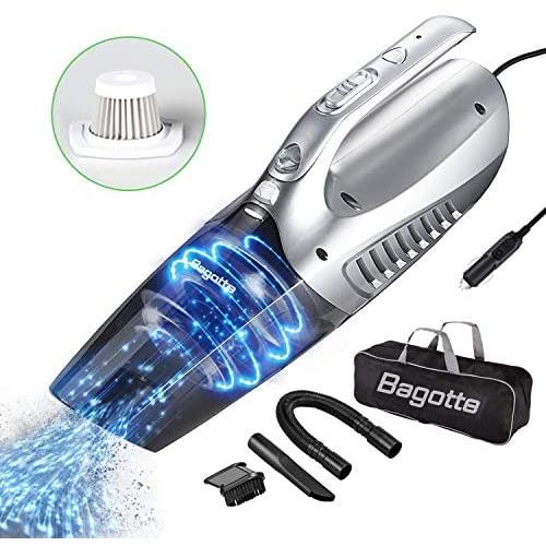 Car Vacuum, Bagotte 5KPA High Power Suction Car Vacuum Cleaner, 12V 120W Portable Vacuum Cleaner with LED Light for Pet Hair Car Cleaning with Carry Bag