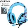 Headset with Mic Camouflage Noise-Cancelling Headphones for PC Cell Phone New Xbox One Laptop (Color : Blue Retail Package)