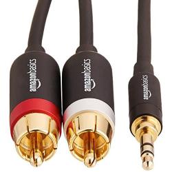 AmazonBasics 3.5mm to 2-Male RCA Adapter Audio Stereo Cable - 8 Feet