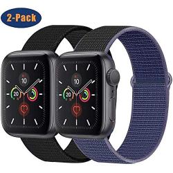 OHCBOOGIE Compatible with Apple Watch Band 38mm 40mm 42mm 44mm, Sport Soft Breathable Band Nylon Replacement for iWatch Series 5/4/3/2/1,2pack