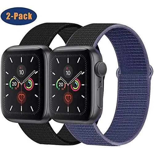 OHCBOOGIE Compatible with Apple Watch Band 38mm 40mm 42mm 44mm, Sport Soft Breathable Band Nylon Replacement for iWatch Series 5/4/3/2/1,2pack OHCBOOGIE Compatible with Apple Watch Band 38mm 40mm 42mm 44mm, Sport Soft Breathable Band Nylon Replacement for iWatch Series 5/4/3/2/1,2pack