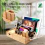 Darfoo Bamboo Charging Station Organizer for Multiple Devices with iWatch&Airpod Stand | Desktop Docking Station Organizer for iPhone, Android Phone, Storage Drawer(5 Charging Cables, No USB Charger)