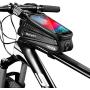 Rexphil Bike Phone Mount Front Frame Handlebar Bags, TPU Waterproof Top Tube Storage Zipper Cycling Bag with Touch Screen Fits iPhone X XS Max XR Include 15 in One Multifunctional Bicycle Repair Tool