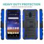 CasemartUSA Phone Case for [Nokia C2 Tennen/Nokia C2 Tava (Cricket Wireless)], [Refined Series][Blue] Shockproof Cover with Built-in Kickstand & Belt Clip Holster for Nokia C2 Tennen / C2 Tava