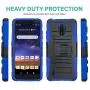 CasemartUSA Phone Case for [Nokia C2 Tennen/Nokia C2 Tava (Cricket Wireless)], [Refined Series][Blue] Shockproof Cover with Built-in Kickstand & Belt Clip Holster for Nokia C2 Tennen / C2 Tava