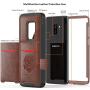 Galaxy S9 Plus Case,Slim Fit Premium Leather Samsung Galaxy S9 Plus Wallet Case Card Slots Shockproof Folio Flip Protective Defender Shells for Samsung Galaxy S9 Plus - Brown