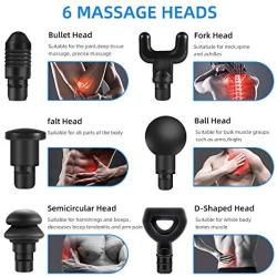 STRENTER Massage Gun Deep Tissue Percussion Muscle Massager for Pain Relief, Handheld Muscle Electric Body Massager with 6 Massage Heads, Super Quiet Cordless Portable Massager for Athletes
