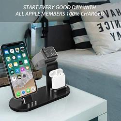 OLEBR Charging Stand Compatible with iWatch 5 and 4 Watch Charging Stand for AirPods, iWatch Series 5/4/3/2/1,iPhone 11/11 Pro/11 Pro Max/Xs/X Max/XR/X/8/8Plus/7/7 Plus /6S /6S Plus/iPad-Black