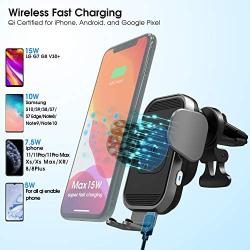 [2020 Upgraded Version] ZeeHoo Wireless Car Charger,15W Qi Fast Charging Auto-Clamping Car Mount,Windshield Dash Air Vent Phone Holder Compatible with iPhone 11 Pro Max,Samsung Note 10 (Grey)