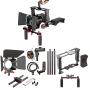 Aluminum Film Movie Kit System Rig Compatible with Canon/Nikon/Pentax/Sony and other DSLR Camera,includes:(1)Video Cage+(1)Top Handle Grip+(2)15mm Rod+(1)Matte Box+(1)Follow Focus+(1)Shoulder Rig