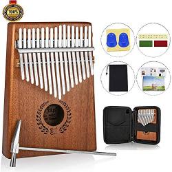 Kalimba 17 Keys Thumb Piano with Protective Case, Fast to Learn Songbook, Tuning Hammer, All in One Kit