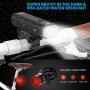 USB Rechargeable Bike Light Set, Runtime 8+ Hours 400 Lumen Super Bright Headlight Front Lights and Back Rear LED, 4 Light Mode Fits All Bicycles, Mountain, Road