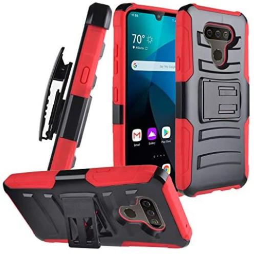 CELZEN - for LG Harmony 4, LG Premier Pro Plus (2020) - Phone Case w/Belt Clip Holster - CV1 Red