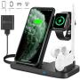 Updated Version 4 in 1 Wireless Charger, Fast Wireless Charging Dock Station for Apple iWatch Series 5/4/3/2/1, AirPods Pro/2 &Pencil Compatible with iPhone 11/11 Pro Max/XR/XS Max/Xs/Samsung