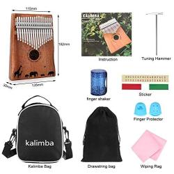 Kalimba, FIXM 17 Keys Thumb Piano with Study Instruction Tuning Hammer and Protective Case, Portable and Easy to Operate, Perfect Gifts for Beginners and Professionals