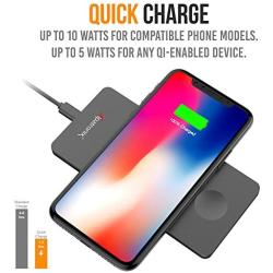 Wireless Charger, Alpatronix CX101 Quick Charge Qi Charging Pad Compatible for iPhone 11/Pro Max/XS Max/XS/XR/X/8/8 Plus, Galaxy S10 Plus/S10/S9+/S8+/Note 8, Qi-Enabled Phones (No AC Adapter) Black