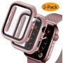 Deilin 2 Packs Hard PC Case Compatible with Apple Watch Series 5 Series 4 44mm Buit in 9H Tempered Glass Screen Protector, Slim Bumper Cover Overall Protective Scratch Resistant for iwatch Series 5/4