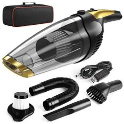 Solpuo Handheld Vacuum, Car Vacuum Cleaner, Powerful Suction Portable Vacuum Cleaner for Home and Car Cleaning, Lightweight Hand Wireless Vacuum Cleaner Powered by USB Quick Charge Tech - Gold