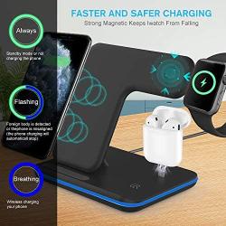 Wireless Charger 3 in 1 Wireless Charging Station for Apple Watch 5/4/3/2/1 & AirPods,Wireless Charging Station 15W Qi Fast Charger for Airpods Pro iPhone 11/11 Pro Max/XR/XS/X/8/8P