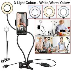 Universal Selfie Ring Light with Flexible Mobile Phone Holder Lazy Bracket Desk Lamp LED Light for Live Stream Office Kitchen