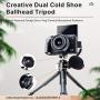 U-Vlog Mini Camera Tripod Stand,Upgraded Extendable Selfie Stick Tripod with Dual Cold Shoe and 1/4 Inch Screw,Handle Grip for Gopro/DJI Osmo Action/Pocket/Sony/Canon/Nikon DSLR Camera